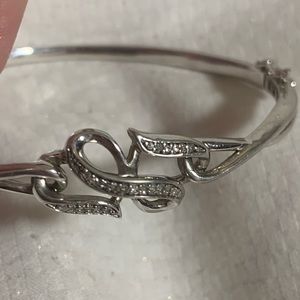 Diamond Infinity Bangle Bracelet Sterling Silver
